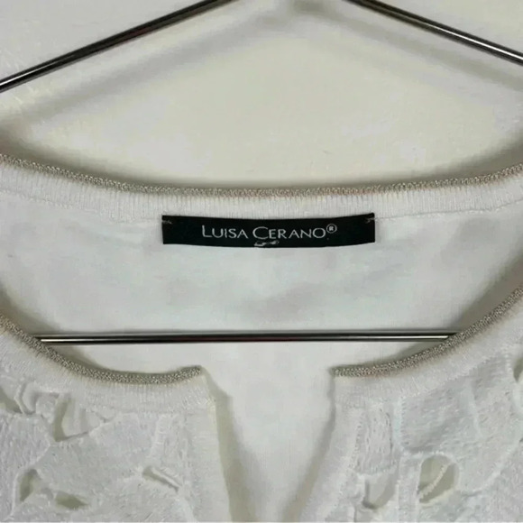 Luisa Cerano White Floral Eyelet Lace Sleeveless Sheath Dress - Picture 8 of 10